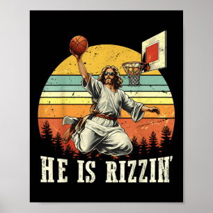 Poster Engraçado, Ele É Rizzy Jesus Jogando Cristo De Bas