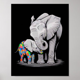 Poster Engraçado Elefante Autismo Consciência Autismo Mãe