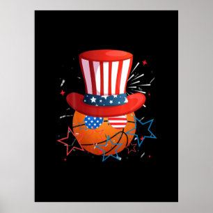 Poster Engraçado Em 4 De Julho Para Jogadores De Basquet