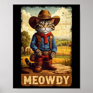 Poster Engraçado Engraçado, Gato-De-gato Vintage Cowboy C