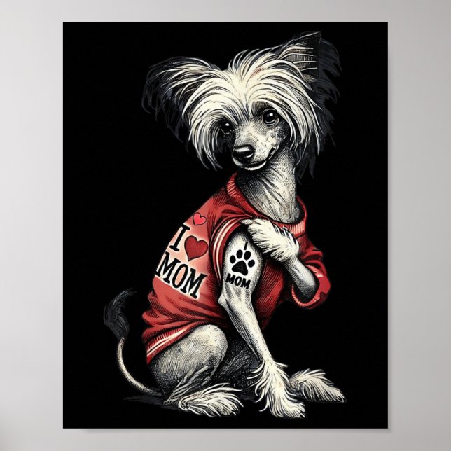Poster Engraçado Eu Amo A Mãe Tatuando Chinês Crestou A M (Frente)