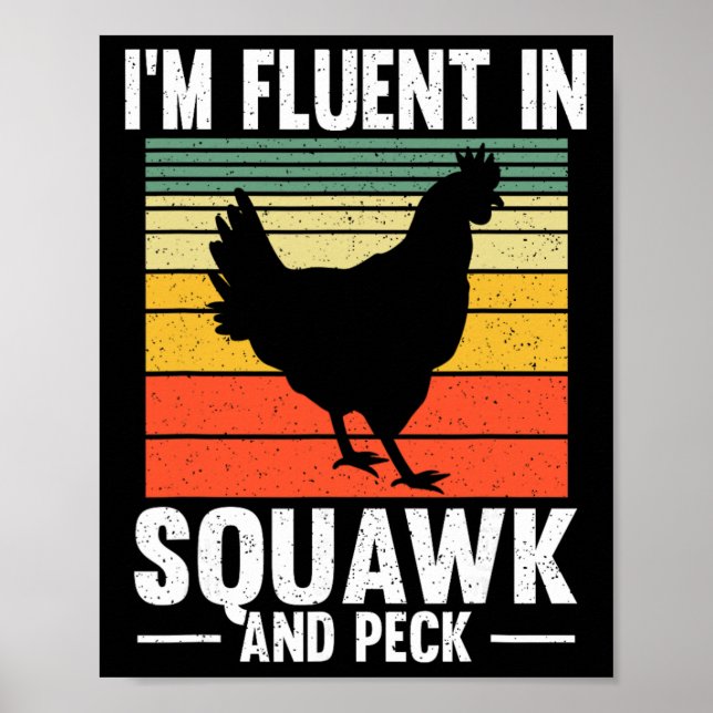 Poster Engraçado Eu Falo Correntemente Squawk E Peck Faze (Frente)