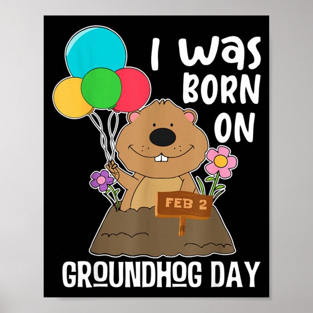 Poster Engraçado eu nasci no Dia da Marmota  (Frente)
