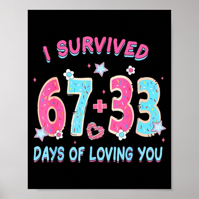 Poster Engraçado Eu Sobrevivi 67 + 33 Dias De Te Amar Val (Frente)