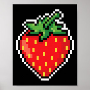 Poster Engraçado Fácil Feira de Halloween Pixel Strawberr