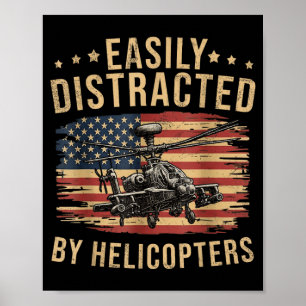 Poster Engraçado Fácilmente Distraído por Helicóptero Apa
