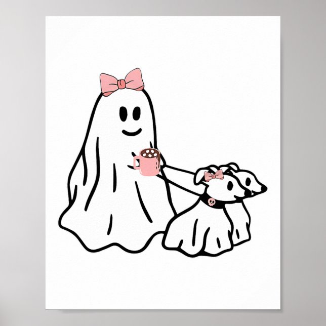 Poster Engraçado Fantasma Andando Cachorro Spooky Season  (Frente)