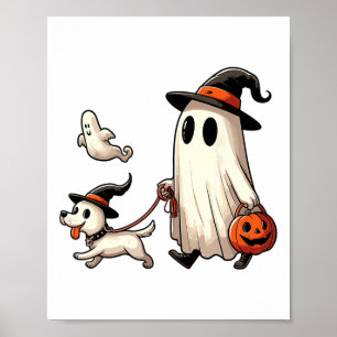 Poster Engraçado Fantasma Andando Cachorro Spooky Season
