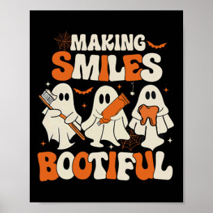 Poster Engraçado Fantasma Dentista Fazer Halloween Sorri 