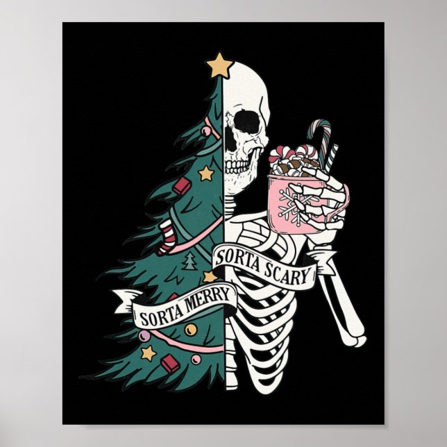 Poster Engraçado Feliz de Sorta Sorta Assustador Esquelet (Frente)