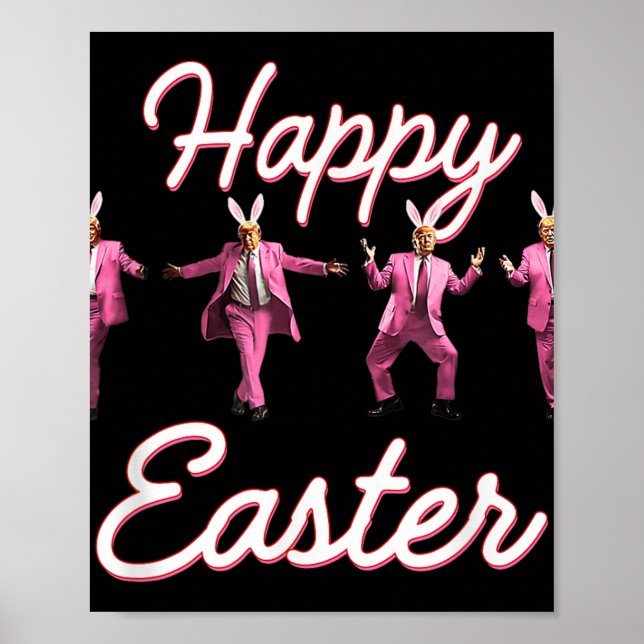 Poster Engraçado Felz pascoa de dança Bunny Primavera Hun (Frente)