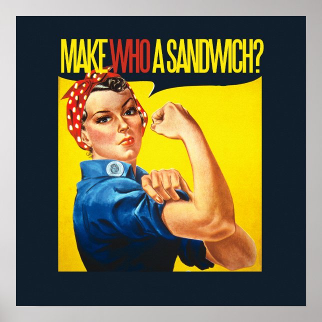 Póster Engraçado Feminista Rosie Riveter humor (Frente)