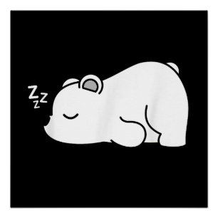 Póster Engraçado Fofo Polar Cansado Dormindo Animal Ártic