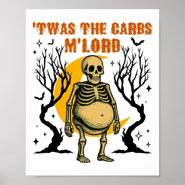 Poster Engraçado Foi O Carboidrato Esqueleton Retro Spook (Frente)