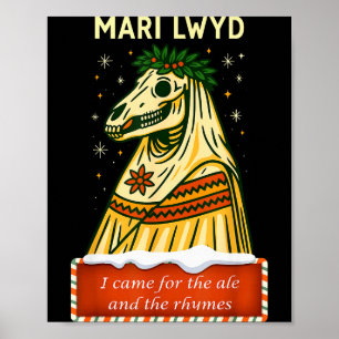 Poster Engraçado Folclore Retro Esqueleto Cavalo Mari Lwy