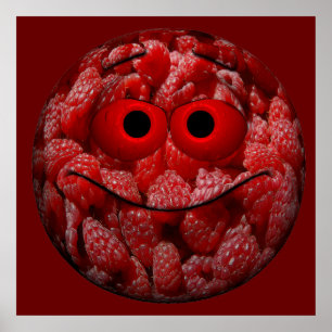 Póster Engraçado Framboesa Emoticon