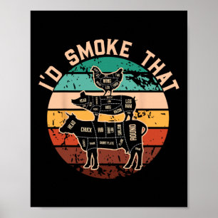 Poster Engraçado Fumar Aquele Churrasco Engraçado Retro G
