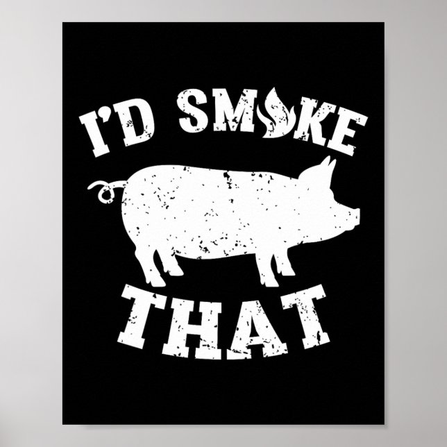 Poster Engraçado Fumar Aquele Porco Vintage Barbeque (Frente)