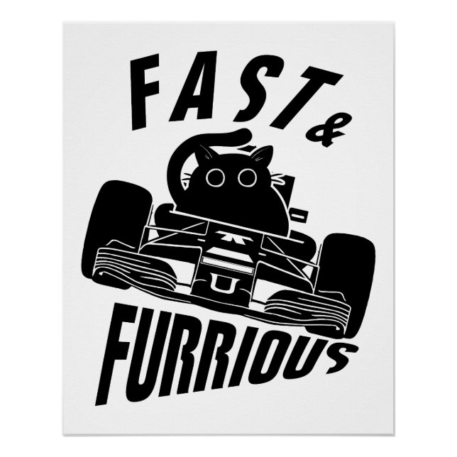 Póster Engraçado FURRurioso gato dirigindo carro (Frente)