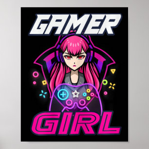 Poster Engraçado Gamer Girl Video Game Mulheres jogando L