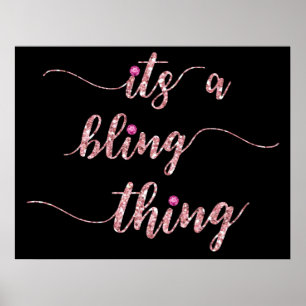 Póster Engraçado Garota Rosa Bling Dizendo
