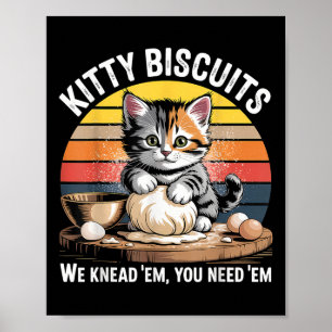 Poster Engraçado Gato Conhecendo Dough Retro Gatinho Bisc