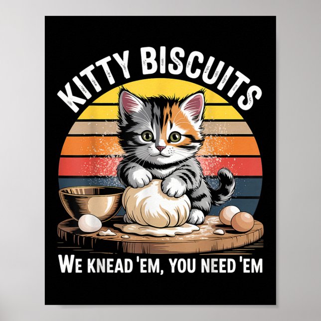 Poster Engraçado Gato Conhecendo Dough Retro Gatinho Bisc (Frente)