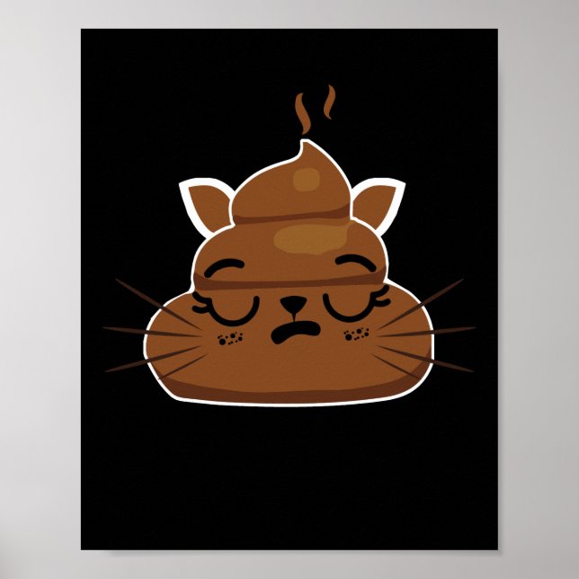 Poster Engraçado Gato Emoji Pajama Poo Emoticon Humor (Frente)