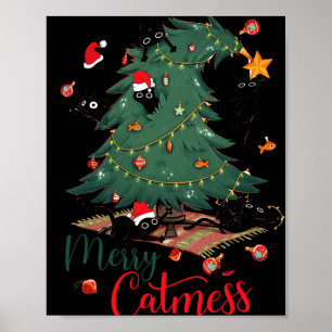 Poster Engraçado Gato Feliz de Árvore de Natal Catmasse G