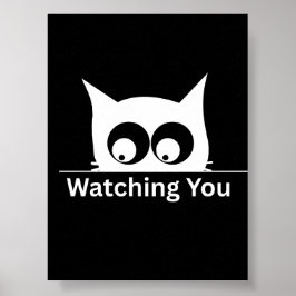 Poster Engraçado Gato Observando Você Fofo Minimalista