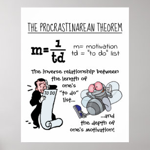 Poster Engraçado Geek Humor Procrastinação Teorema Matemá