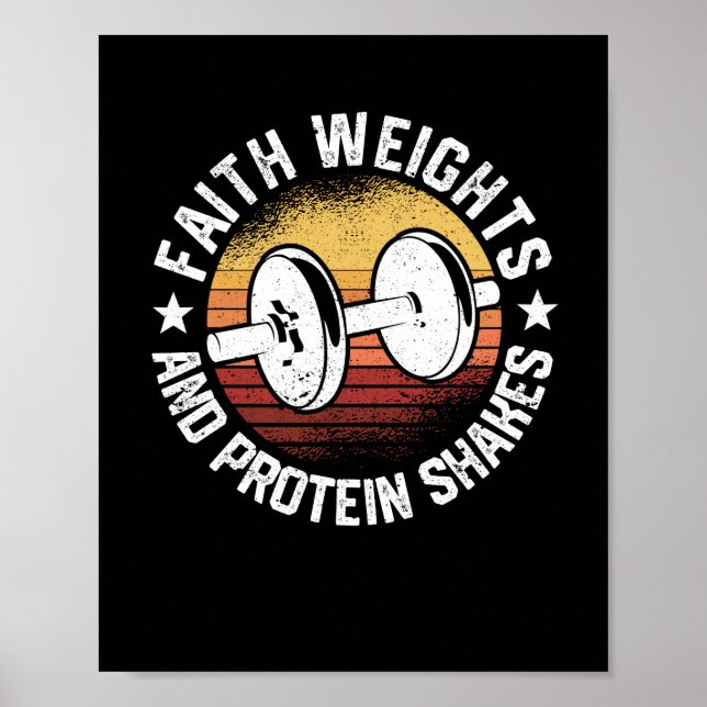 Poster Engraçado Gym Workout Christian Faith Weights (Frente)