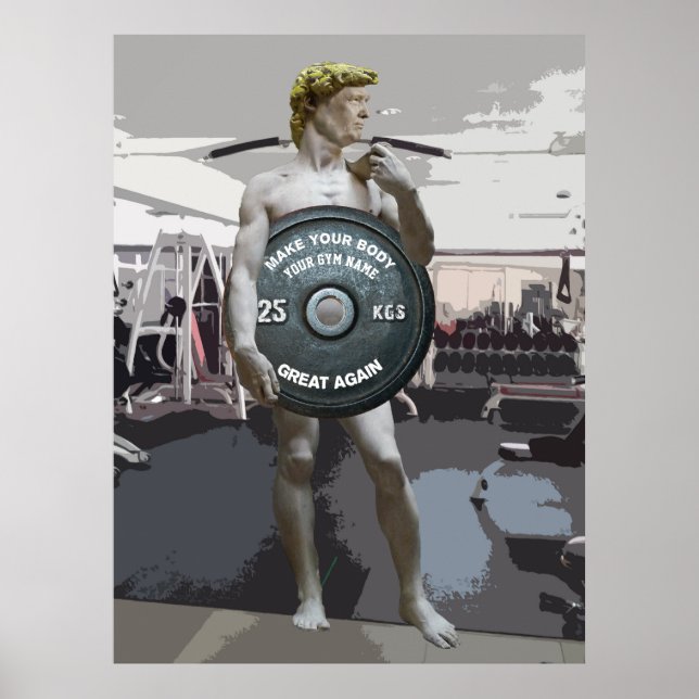 Póster Engraçado Gym Workout David Como Um Corpo De Cheio (Frente)