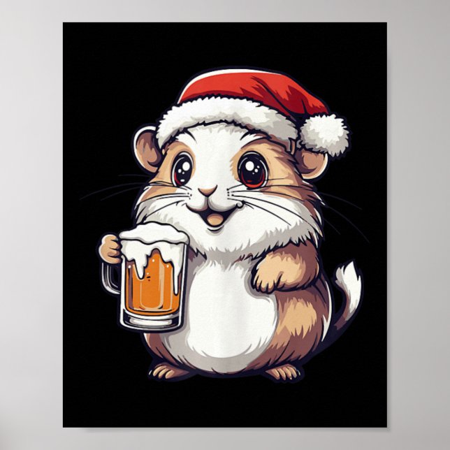 Poster Engraçado Hamster De Natal Com BD (Frente)