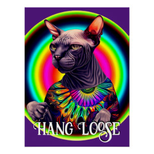 Póster Engraçado Hippie Sphynx Cat