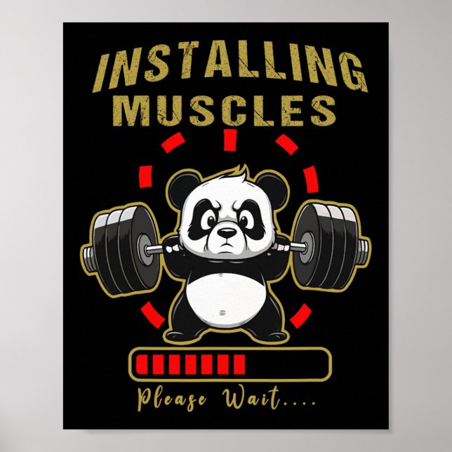 Poster Engraçado Instalar Barbe De Panda Muscular (Frente)