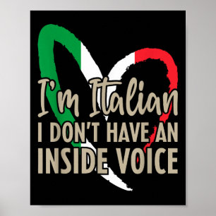 Poster Engraçado Itália Bandeira Im Italiano Eu Não Tenho