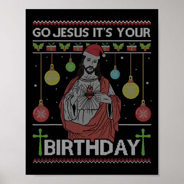 Poster Engraçado, Jesus, é o seu aniversário Feliz Natal (Frente)