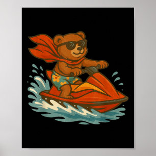Poster Engraçado Jet Ski Teddy Bear Costume Para Adultos