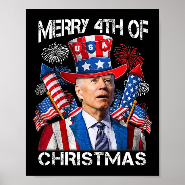 Poster Engraçado Joe Biden Feliz 4 De Natal 4 De Julho (Frente)