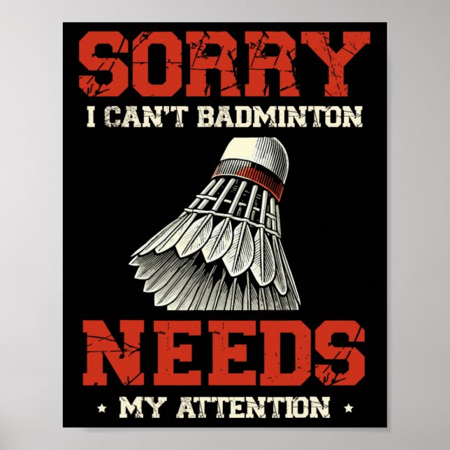 Poster Engraçado Jogador Dminton Love Shuttle Design 3 (Frente)