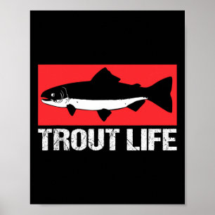 Poster Engraçado Lago Trout Pescadores Pescar Truta Vida
