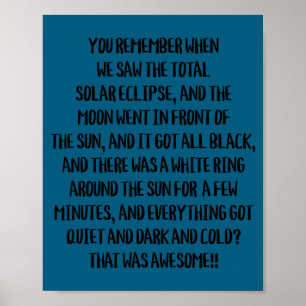 Poster Engraçado Lembrar Eclipse Solar Total