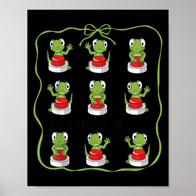 Poster Engraçado Lizard Lizard Animal Button Meme (Frente)