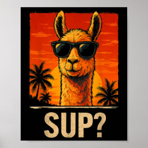 Poster Engraçado Llama Sup Meme Sunset Beach Legal Animal