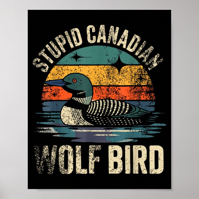 Poster Engraçado lobo canadense bobo pássaro louco hóquei (Frente)