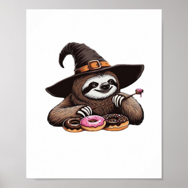 Poster Engraçado Lúcio de Bruxa Desfrutando Rosquinhas -  (Frente)