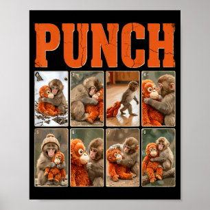 Poster Engraçado macaco macaque fofo soco meme japonês