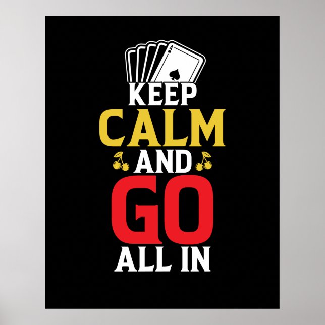 Poster Engraçado manter calmo poker palavra arte (Frente)