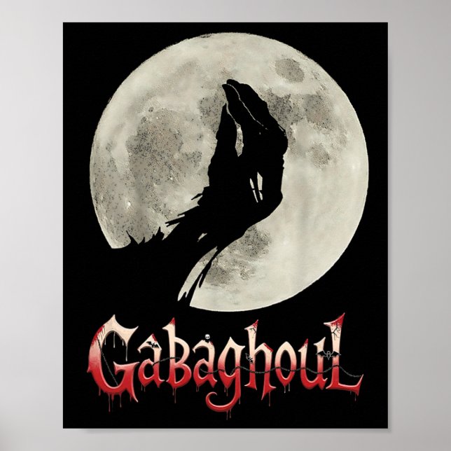 Poster Engraçado Mão Lua Gabagool Halloween (Frente)
